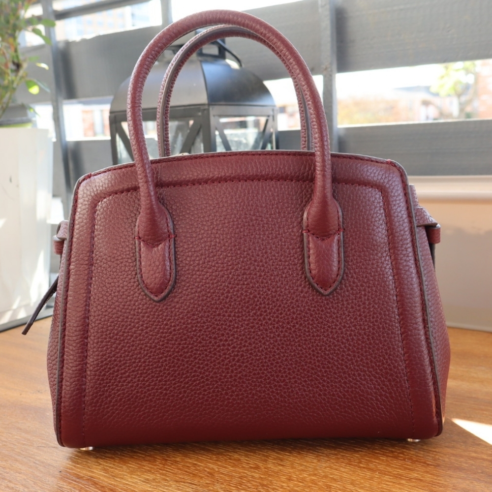 kate spade small pebbled leather satchel in burgundy - Picture 2 of 3
